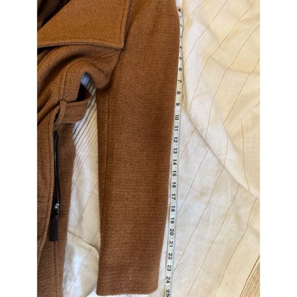 CALVIN KLEIN Wool Blend Belted Wrap Coat Women's Dark Camel Brown - Picture 11 of 11